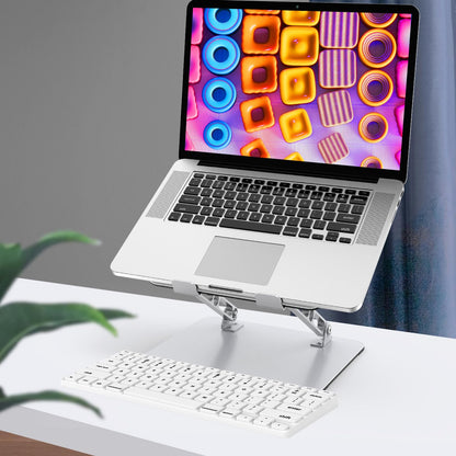 Gogoonike Laptop Stand for Desk, Adjustable Laptop Riser, Metal Foldable Computer Stand Holder Portable Notebook Mount, Ventilated Cooling Printer Stand Compatible with 10-15.6” Laptops