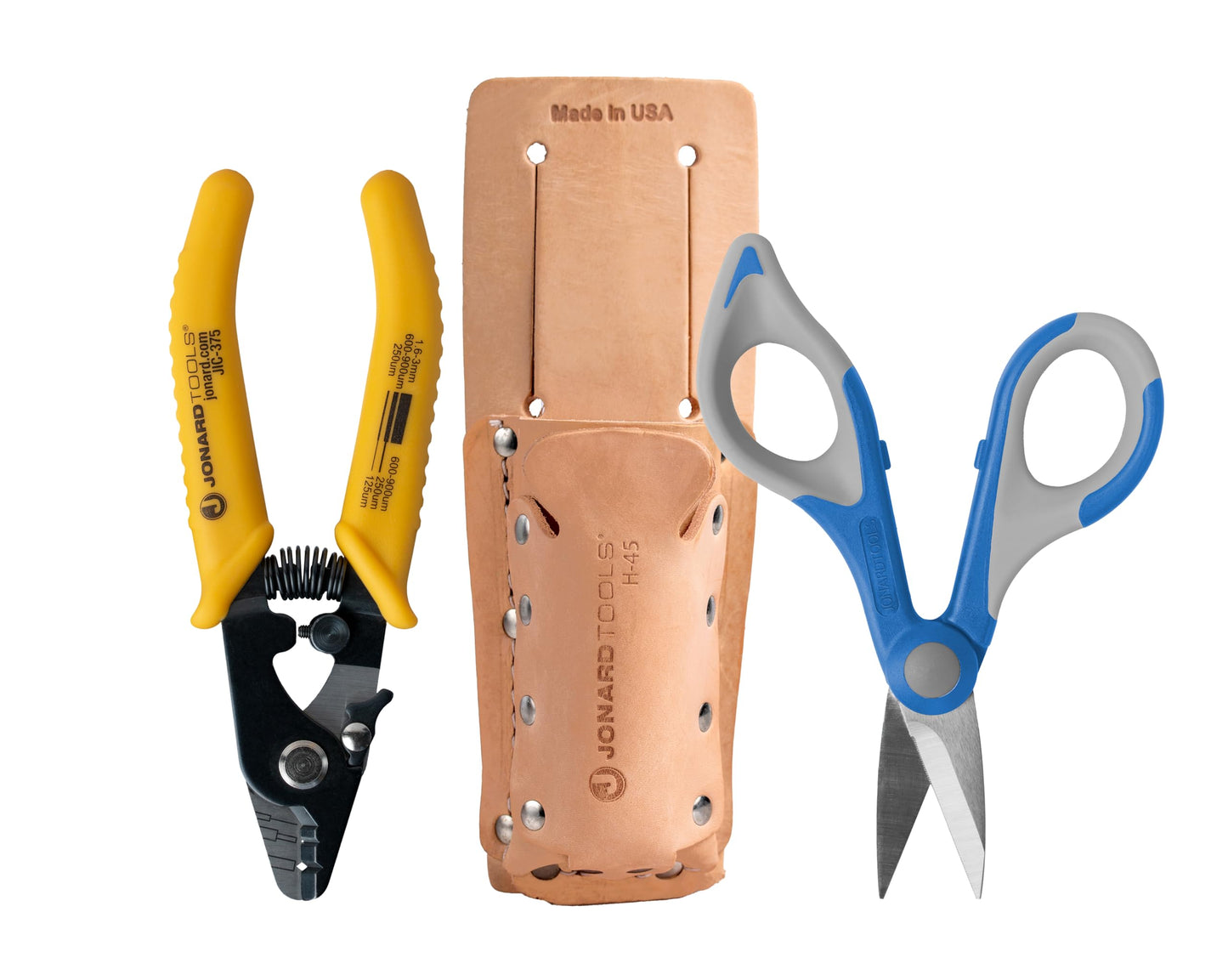 Jonard Tools TK-400 3 Piece Splicers Kit with included Splicing Knife, Electrician's Scissors, and Leather Pouch