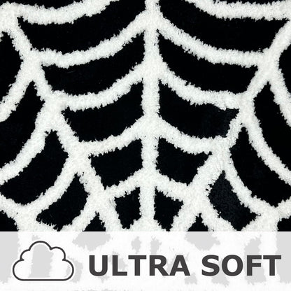 Casasphere Spider Web Bathroom Rugs, Halloween Bath Mat Non-Slip Bath Rug Machine Washable Goth Rug, 31"×20" Small Area Rugs for Front Door Bedroom Kitchen（Black）