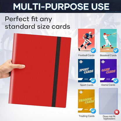 Trading Card Binder 9 Pocket, 360 Pockets Collectible Trading Card Album, Sports Card Binder for Standard Cards, Side Loading Card Folder for MTG Sports Baseball TCG Football Basketball Cards Red