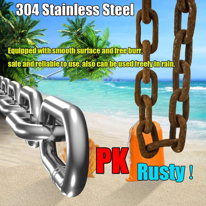 Stainless Steel Chain, Lsqurel 5/16inch Heavy Duty Chain Link Chain 6.5ft Safety Chain Utility Chain Metal Chain for Indoor and Outdoor (5/16in-6.5ft)