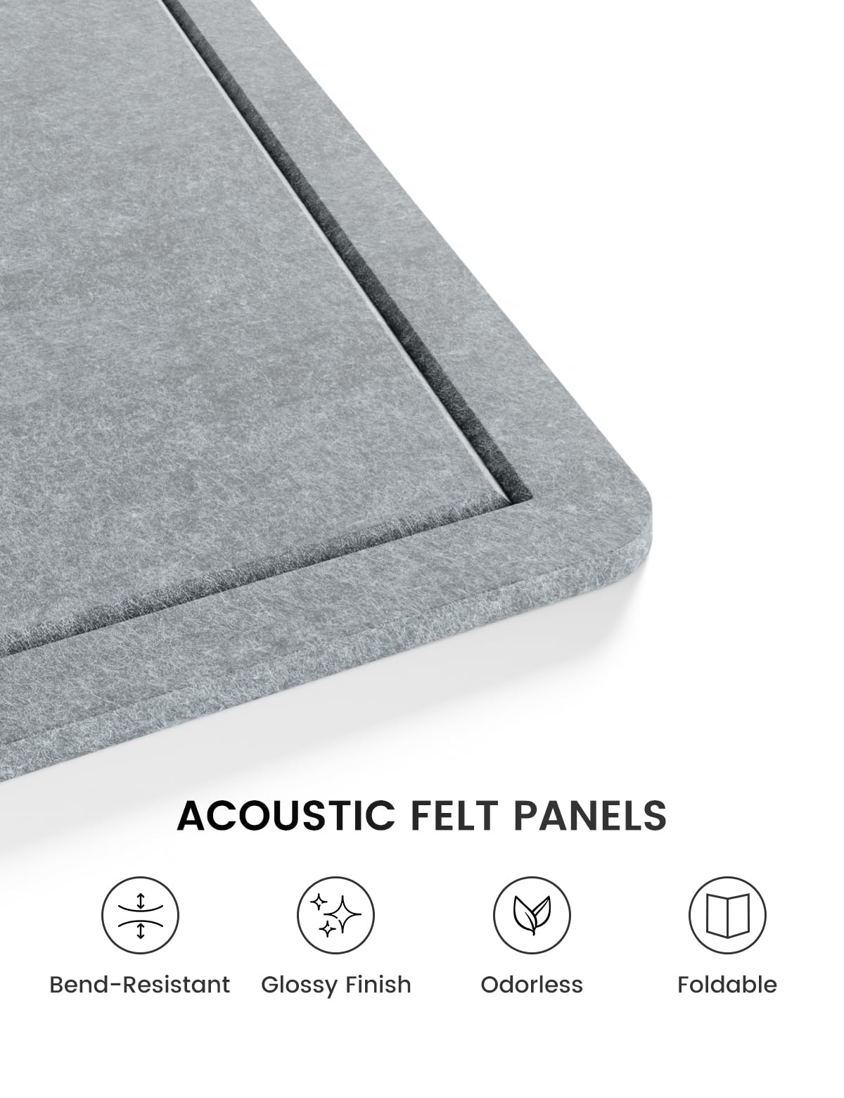 Fluxynara Large Bulletin Board, 47.2" x 35.4" Cork Board Alternative with 24 Safe Removable Adhesive Tabs, Foldable Felt Pin Board for Home Office, Classroom, Bedroom,Entryway for Walls—Blue Gray