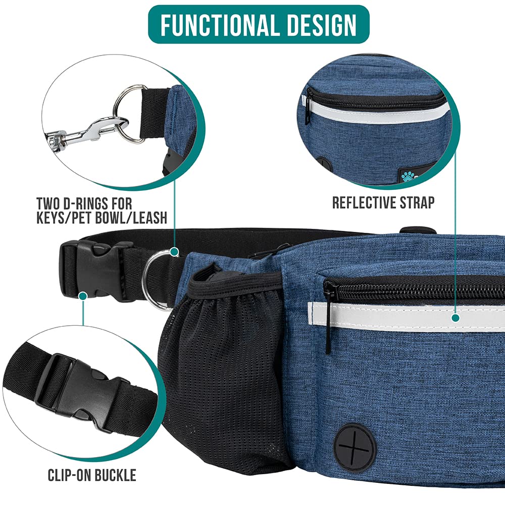 PetAmi Dog Fanny Pack, Treat Pouch for Dog Walking, Training, Built in Poop Bag Dispenser, Water Bottle Holder, Collapsible Bowl, Pet Treat Waist Belt for Hiking, Running, Kibbles (Camo Black)