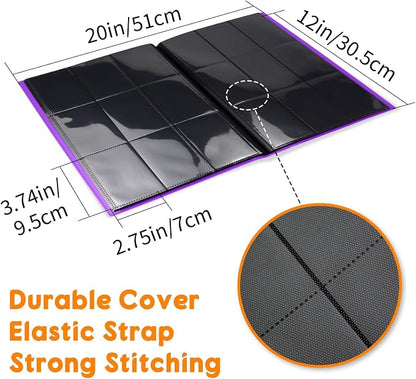 Trading Card Binder 9 Pocket, 360 Card Waterproof Folder with Side Loading Sleeves, Sturdy Card Collection Album for MTG, TCG, Game Cards & Sports Cards (1, Purple)