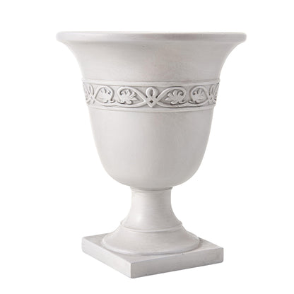 Christopher Knight Home Sical Round Concrete Planter Set of 2, 2 Pack Garden Flower Pot with Drainage Hole, MGO Patio Urn Planter for Outdoor Plants, Outdoor Planter Box, No Assembly, Antique White