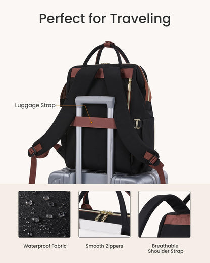 LOVEVOOK Laptop Backpack for Women with Giant Tumbler Holder Pocket, 15.6 inch Travel Work Backpack Purse for Nurse Teacher, Waterproof Bag College Bookbag Casual Daypack
