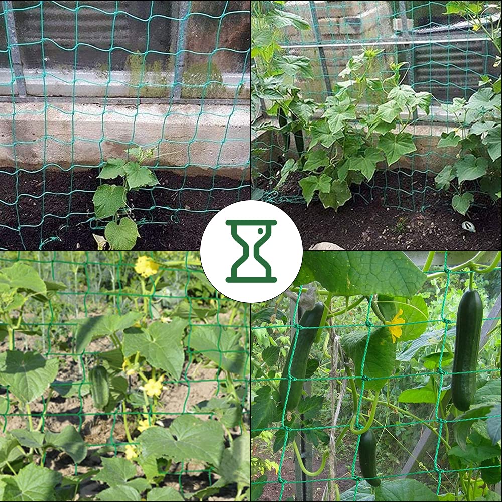 Trellis Netting, PDGROW Climbing Plant Support Net Garden Pea Bean Neting, Heavy-Duty PE Trellis Net for Cucumber, Tomato, Vegetables, Fruits, Sweet Pea Plants (6.6' x 16.4'Ft)