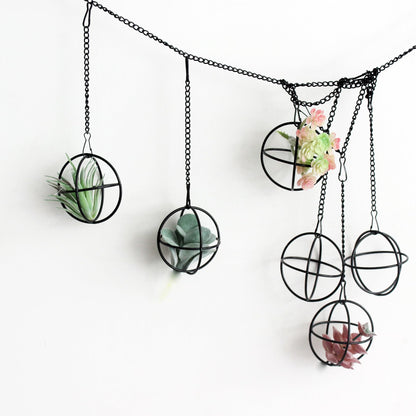 libproqia 6 Set Air Plants Hanging Holders Black Metal Himmeli Decor Modern Geometric Airplants Planter Air Fern Plants Hanger for for Home for Plant Lovers