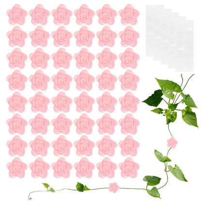 M METERXITY 100 Pack Plant Wall Clips, Self-Adhesive Plant Climbing Wall Clips Fixer with Acrylic Adhesive Sticker for Vine Support/Indoor/Outdoor Decor [Rose-Pink]