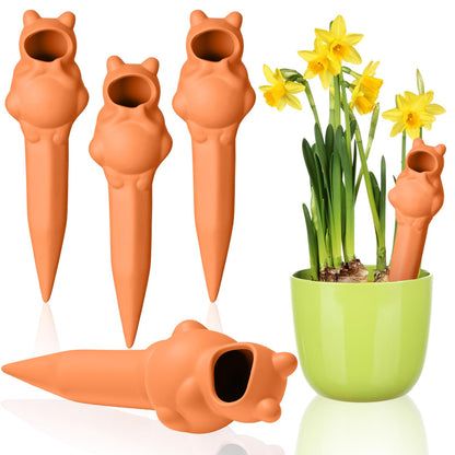 Ferrochef 4 Pack Terracotta Self Watering Stakes Frogs Shaped Plant Watering Devices Spikes Irrigation Slow Release Plant Self Water Spikes Planter Insert for Garden Indoor Outdoor Pot Plants