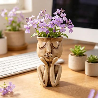 LIUXINJIAN-RHX Face Planters Pots Head Unique Face Flower Pot Head Planter for Indoor Plants Cute Small Succulent Pots Indoor Plant Pot, Great Gift Unique Ornaments for Home