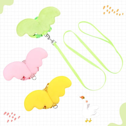 SATINIOR 3 Pack Harness and Leash for Pet Ducks, Real Duck Collar and Leash Soft and Adjustable Harness Training Traction Rope Collar for Young Adult Pet Goose Chicken Hen (Pink Green Yellow,S)