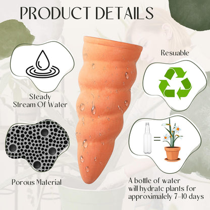 Baderke 6 Sets Plant Watering Stake Devices Include Terracotta Self Watering Spikes and 500 ml Plastic Wine Bottles for Vacation Indoor Outdoor Plant