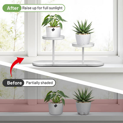 Zononoca Window Sill Plant Shelf, 2-Tier Window Shelf for Plants, Window Plant Shelves, Desk Tabletop Windowsill Plant Display Stand for Living Room, Balcony, Kitchen