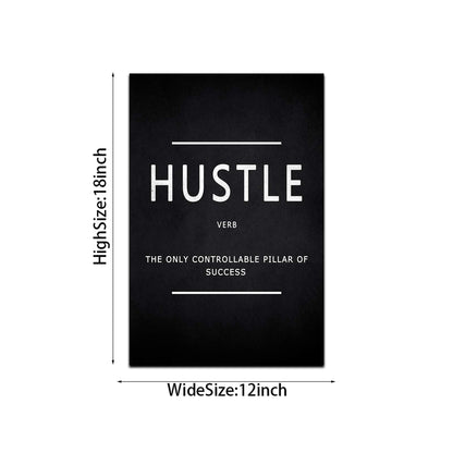 Hustle Wall Art Motivational Quotes Wall Art Decor for Office Bedroom Artwork Framed and Ready to Hang(12×18inch)
