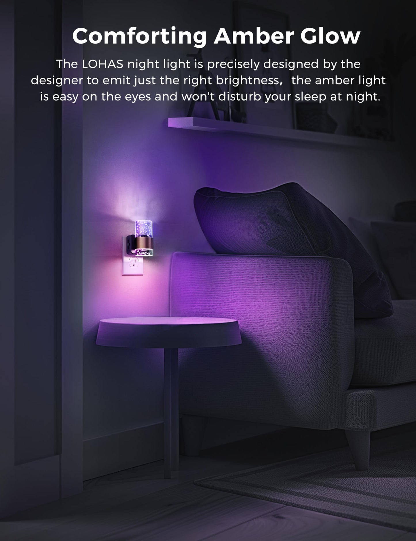Night lights plug into wall, Color Changing Night Light with Rotatable Plug, Dusk to Dawn Light Sensor and Adjustable Brightness, Elegant Design Night Light for Kids Bedroom,Bathroom, 2 Pack