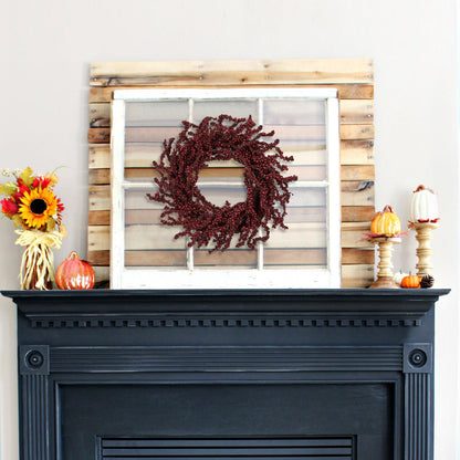 Briful 2 Pack Fall Berry Wreaths 12in Artificial Burgundy Foam Berry Wreath for Front Door Small Outdoor Fall Wreath for Autumn Home Wall Mantle Porch Thanksgiving Halloween Decor