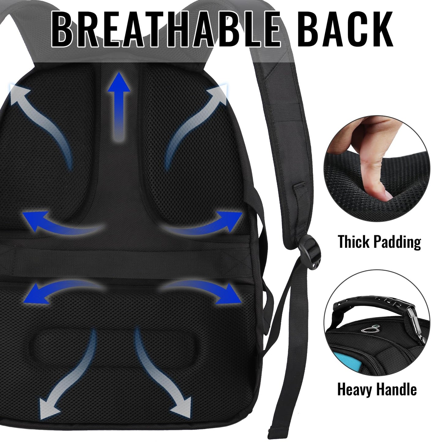 YOREPEK Large Backpack for Men, Extra Large Laptop Backpacks for Men Women, Water Resistant Travel Backpack Airline Approved Business Work Bag Fits 17 Inch Computer, Black