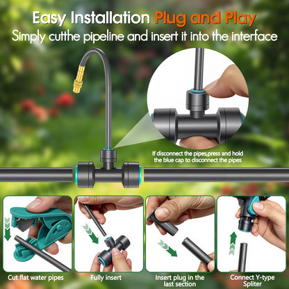CyberOrd 98FT 1/2" Drip Irrigation System Kit with Smart Water Timer for Garden,Automatic Watering System with 20pcs 360° Adjustable Copper Nozzles, Irrigation System for Garden,Yard, Lawn,Greenhouse