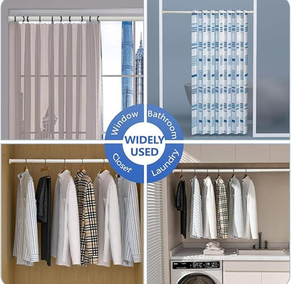 SUTINE Closet Rod, 17 to 38 Inch Closet Rods for Hanging Clothes, Heavy Duty Adjustable Closet Hanging Rod Bar White Closet Poles for Wardrobes, Closet, Bathroom, Windows,1.3 Inch Diameter