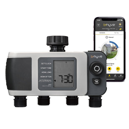 Orbit B-hyve XD 4-Port Smart Hose Watering Timer - App Controlled - Smart WeatherSense - Bluetooth Sprinkler Timer with Remote Control - Multi Outlet Yard Irrigation System - 24634