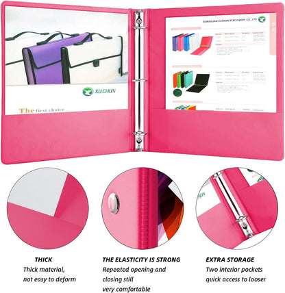 XUCHUN 3 Ring Binders 1 Inch,Clear View Binder with 2 Pockets, Holds 225 Sheets 8.5x11 Inches Paper, Customizable Cover & Spine,Binders for Office, School, Home, Business,6 Pack