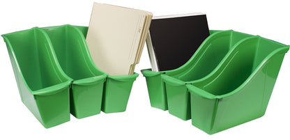 Storex Small Book Bin – Interlocking Plastic Organizer for Home, Office and Classroom, Green, 6-Pack (71111U06C)