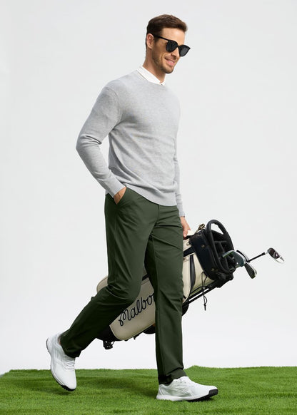 Pudolla Dress Pants for Men Golf Pants Stretch Work Dress Comfy Pants 30 Lightweight Quick Dry Casual Slacks Trousers(Vivid Blue 33Wx30L)