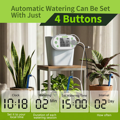 Automatic Plant Waterer, Plant Watering Device for 15 Pots, Indoor Plant Watering System, Auto Drip Irrigation Kit Programmable Water Timer with Smart Humidity Detection