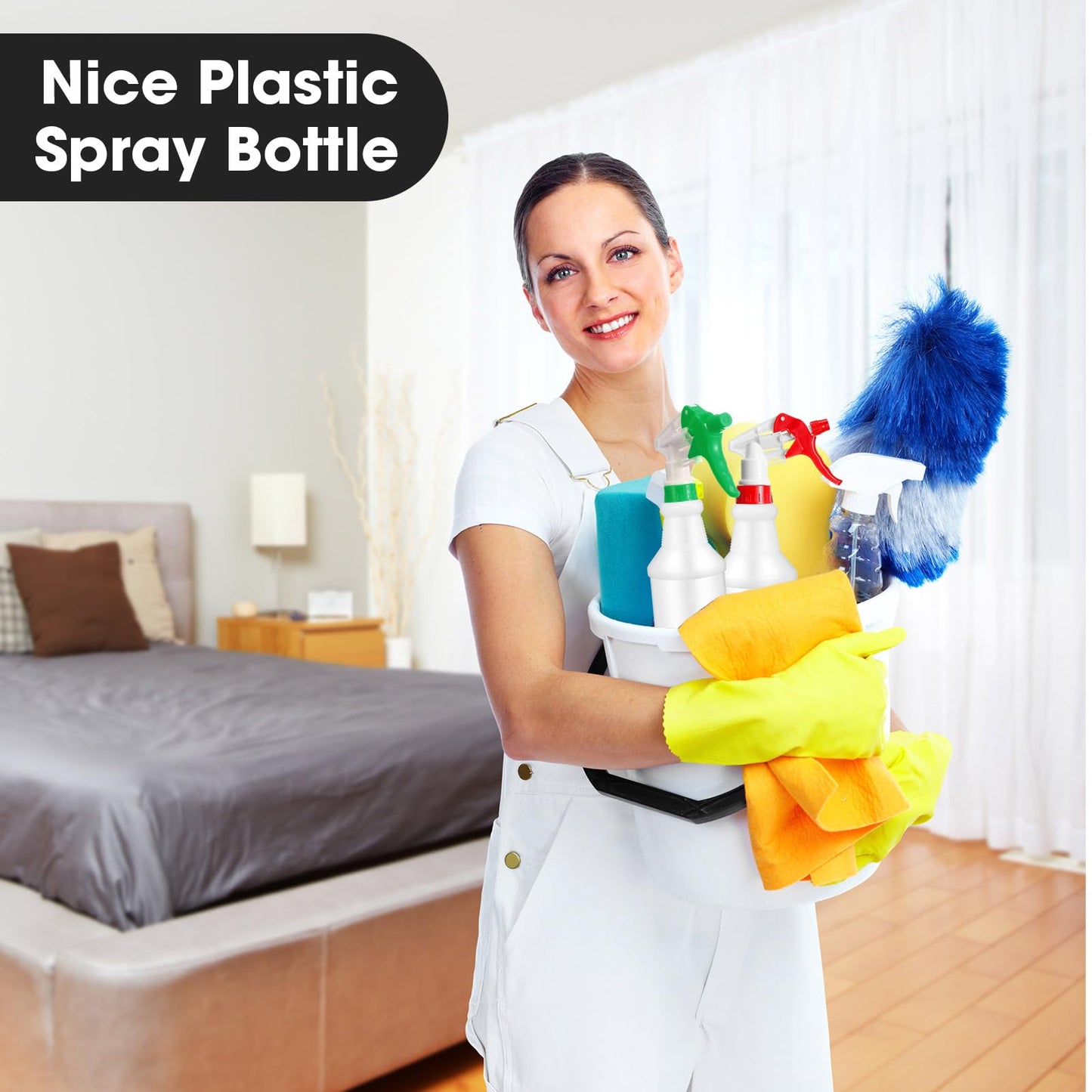 Eccliy 12 Pcs 16 Oz Plastic Spray Bottle, Adjustable Empty Reusable Sprayer for Cleaning, Planting, Water, Bathroom and Kitchen, BBQ, Commercial and Residential (Original,Red,Green)