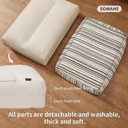 SOMAHE 4 Inch Orthopedic Dog Bed for Crate, 35 x 27 Inch, Orange Chenille | Washable Removable Cover, Waterproof Inner Liner, Non-Slip Bottom, Orthopedic Dog Crate Mattress for Medium & Large Dogs