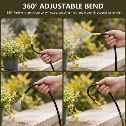 50FT Drip Irrigation Kit for Garden Beds, Greenhouse & Potted Plants – Adjustable Micro Watering System with 1/4" Distribution Tubing, Emitters, Connectors & Stakes
