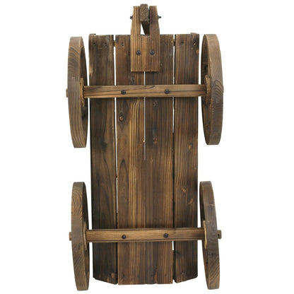 Rungfa Garden Wood Wagon Flower Planter Pot Stand with Wheels Home Outdoor Decor