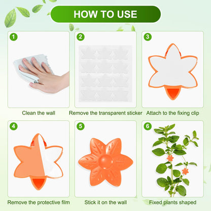 M METERXITY 20 Pack Plant Wall Clips, Self-Adhesive Plant Climbing Wall Clips Fixer with Acrylic Adhesive Sticker for Vine Support/Indoor/Outdoor Decor [Plum Blossom-Orange]
