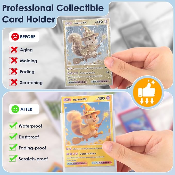 Kitoyz 500 Pcs Card Sleeves for Trading Card, Matte Card Sleeves Deck Card Protectors Compatible with Baseball Cards, Sports Cards, Game Cards (White)