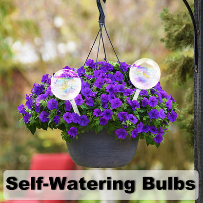 Pynqdfu 4 Pcs Plant Watering Globes,Rainbow Gradient Glass Watering Devices,Self Watering Planter Insert Plant Accessories for Indoor,Outdoor,Flowerpot,Hanging Plants,Home Garden,8.7" L×2.8" D