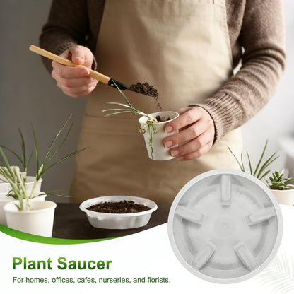 M METERXITY 2-Pack Plant Saucer, 6.3 Inch/16 cm Plastic Plant Trays Thicker for Pots/Indoor/Outdoor/Water Drainage and Protection, Flowerpot Drip Tray [Gray Veins]