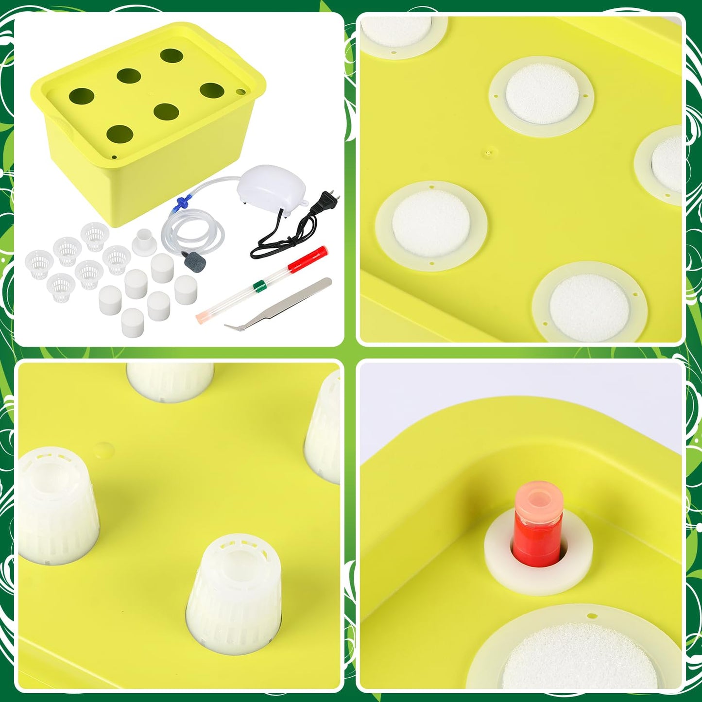 Aunifun Hydroponics Grower Kit Hydroponic SystemSelf Watering Indoor Hydroponics Tools DIY Planting Container Include Aquarium Air Pump Buoy Planting Box