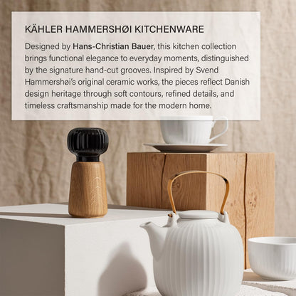Kahler Hammershoi Grinder | Ceramic and FSC Oak | White | 7.1 Inch