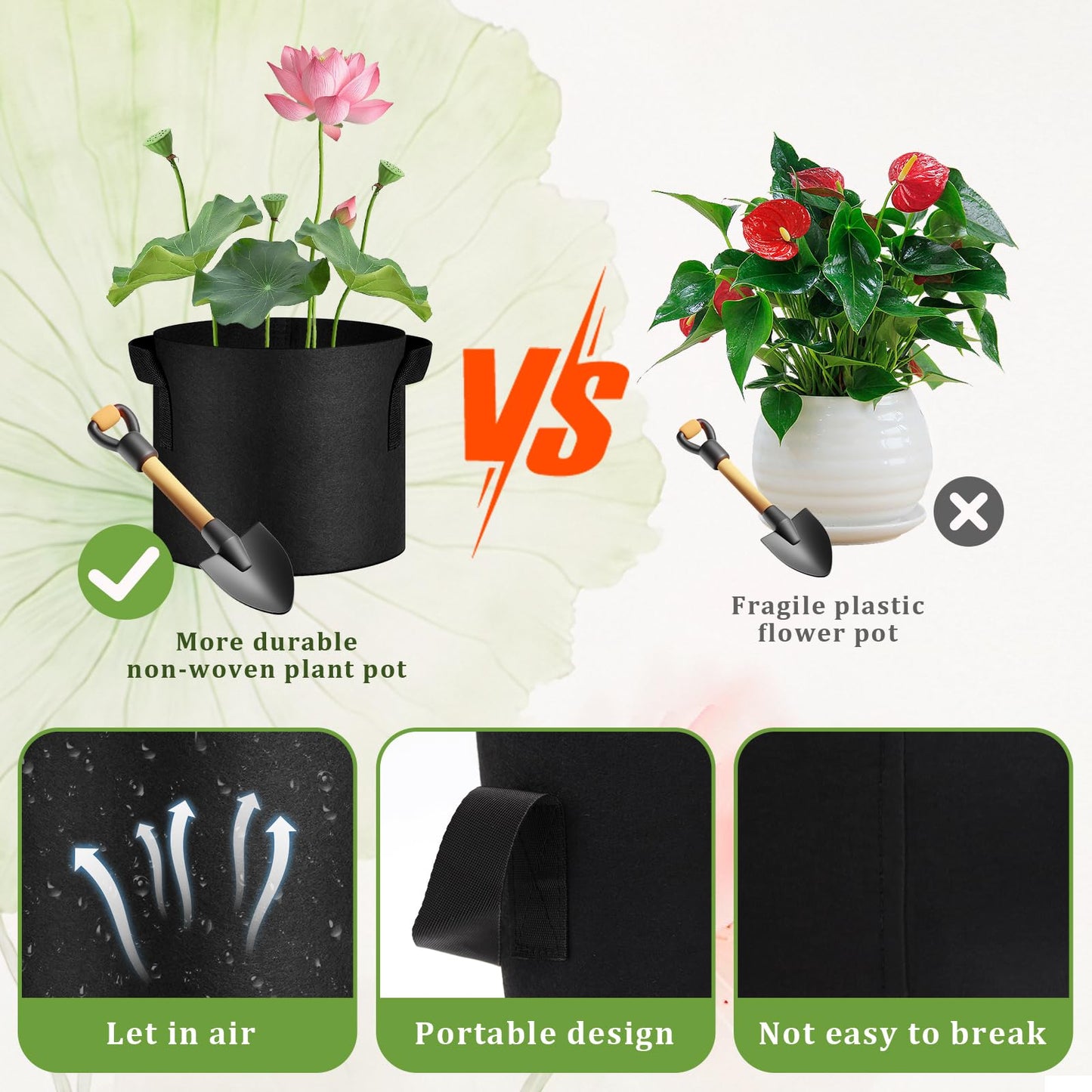 24 Pcs Lily Plant Pots for Pond, Aquatic Pond Planter for Pond Durable Breathe Reusable Fabric Plant Bags with Handles Thickened Nonwoven Fabric Pots for Aquatic Plants, Potato, Carrot, Onion, Flower