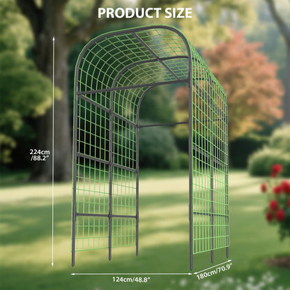 Metal Garden Arch Trellis, 7.3Ft Black for Raised Beds, Plant Support for Cucumbers & Climbing Vegetables