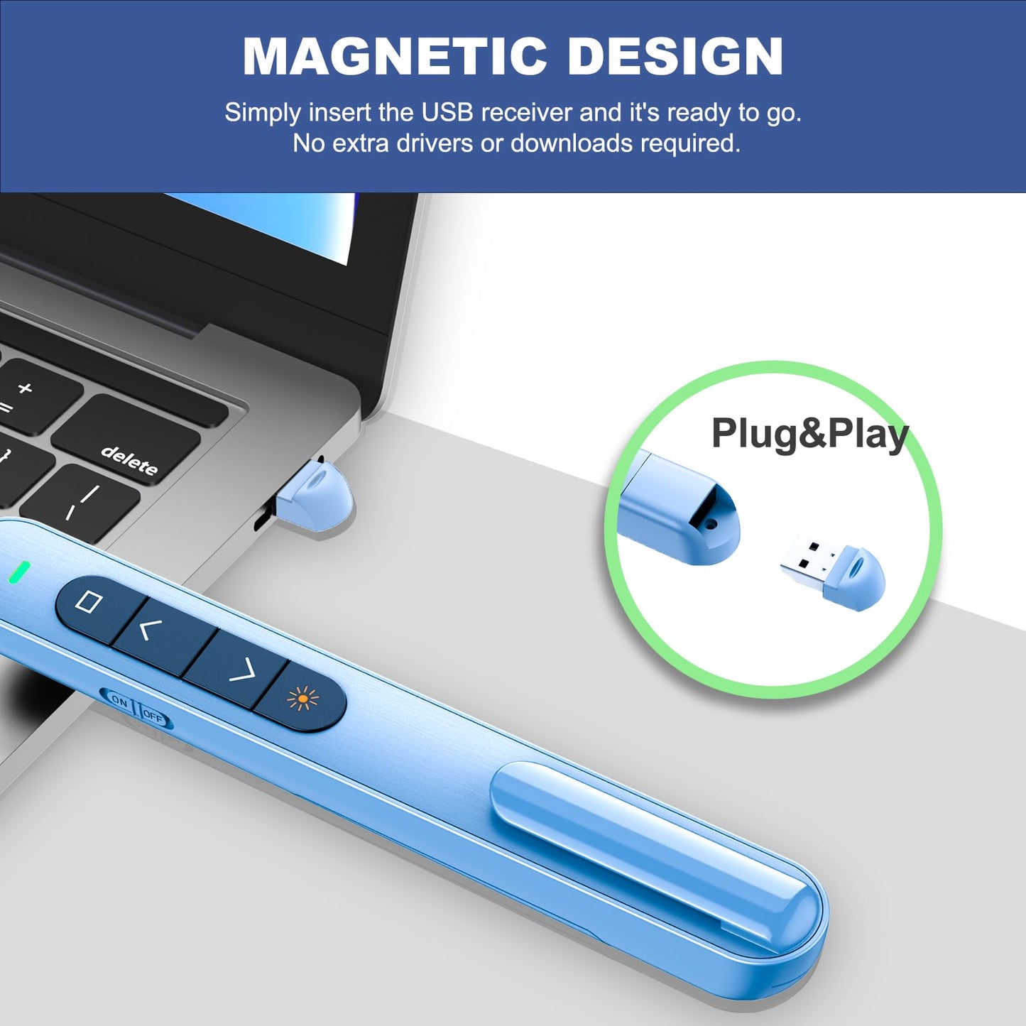 QUI Presenter Clicker Bundle | BK600 Slim-Shaped USB A Blue & Remote-Shaped USB A Blue