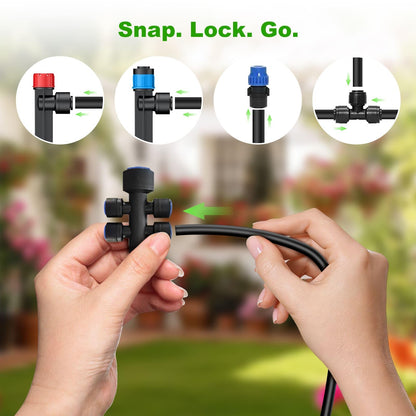 250FT Drip Irrigation System Kit New Quick-Connect, Automatic Garden Watering Misting System for Greenhouse, Yard, Lawn, Plant with 5/16 inch Hose 1/4 inch Distribution Tubing and Accessories