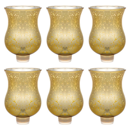 VIHOSE Bulk Set of 6 Gold 3.5" Peg Votive Holders with Rubber Gasket Glass Wholesale Candelabra Hurricane Glass Shades Votive Candleholder Cups for Stylish Home Decor