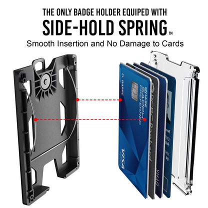 GOVO T4 Badge Holder/Wallet - Durable Polycarbonate ID/Credit Holder with Metal Clip and 4 Cards Slot (Holds 1to 4 Cards) Black