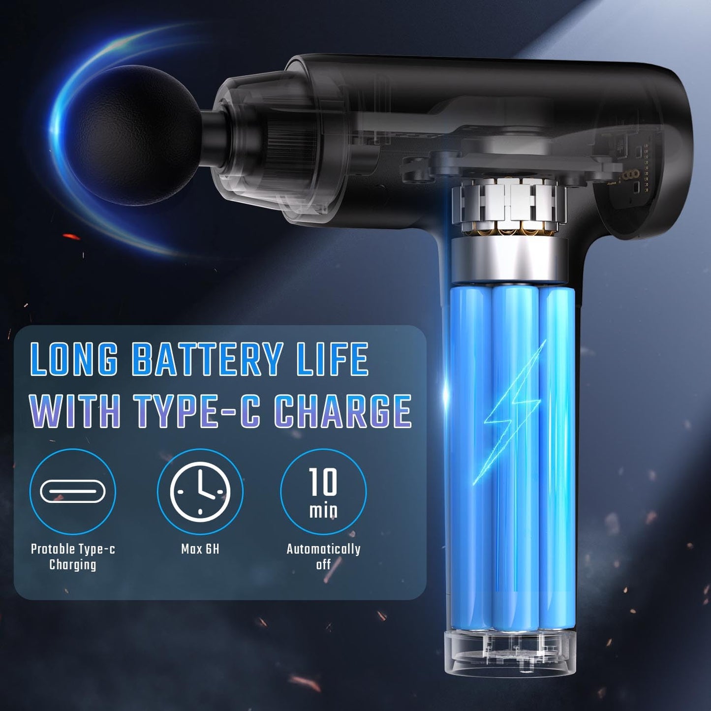 cotsoco Massage Gun Deep Tissue, Muscle Massage Gun with 9 Attachment Heads 20 Speeds & Silent Brushless Motor for Pain Relief, Handheld Percussion Back Massager Gun for Athletes(Black)