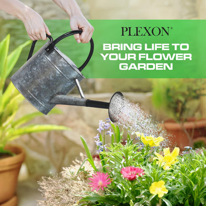 Plexon Metal Watering Can Outdoor 1 Gallon, Flower Plant Gardening Garden Large Galvanized Watering Can Pot Pitcher, Steel Black Handles and Removable Spray Spout