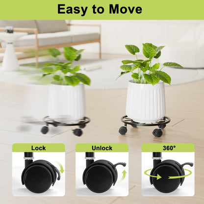Chinpakden 1 Pack Rolling Plant Stands with Wheels - 10.24" Plant Caddy, 360 °Rotatable and Lockable Plant Rollers, 80LB Weight Capacity, Plant Dolly for Moving Plant Wine Barrels Heavy Objects.