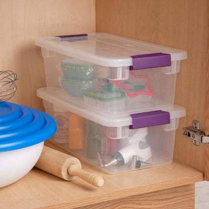 Sterilite 6 Qt ClearView Latch Storage Box Stackable Bin with Latching Lid, Plastic Container to Organize Shoes in Closet, Clear (24 Pack)