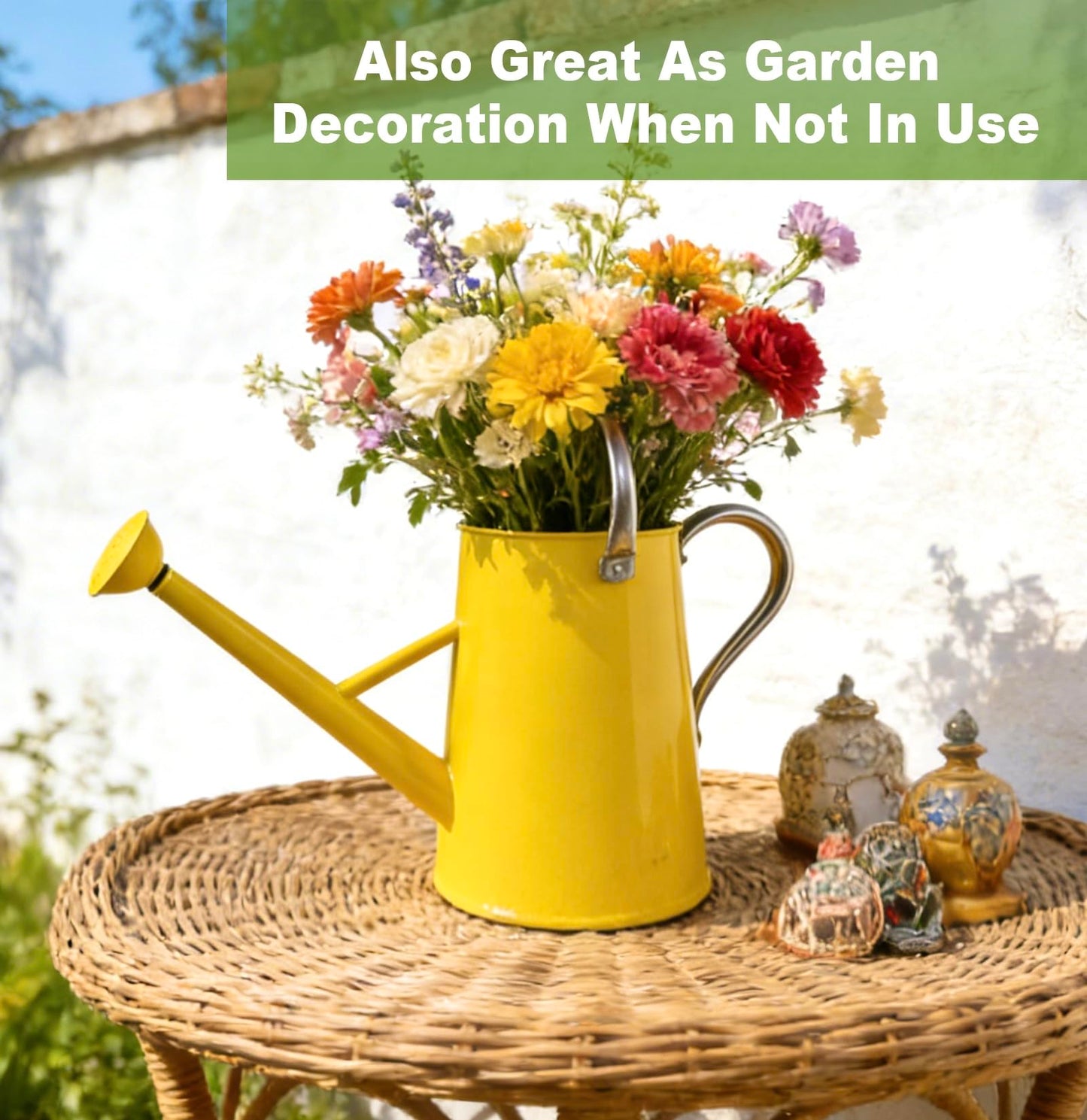 Watering Can for Outdoor&Indoor Plants，1.5 Gallon（5.7L） Metal Watering Can with with Removable Spout，Large Galvanized Steel Garden Flower Water Can Watering Pot with 2 Stainless Steel Handles，Yellow